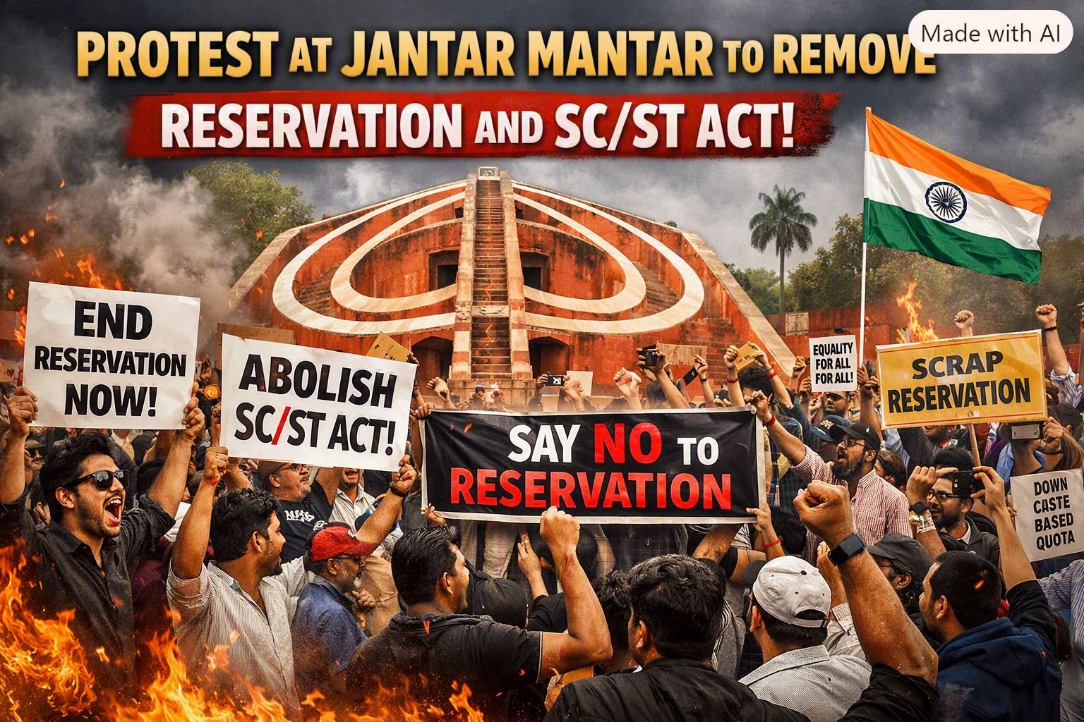 Protest- at- Jantar- Mantar- to- Remove- Reservation- and -SC-ST- Act